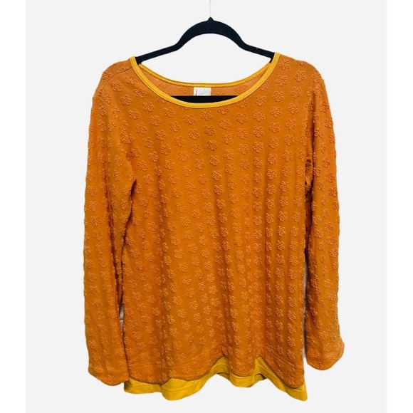 Hanna Andersson Jacquard Embroidered Floral Kids Long Sleeve Orange 160 (14-16) - Picture 1 of 5